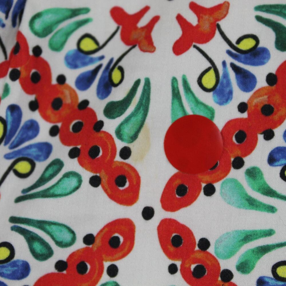 Caroline Constas Floral Tile-Print Ruffled Midi Skirt in Red, Green, Blue - Picture 7 of 10